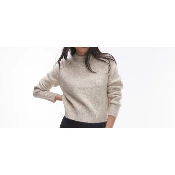 Topshop knit crew with raglan and exposed seam sweater in oat. Small Women - Picture 1 of 5
